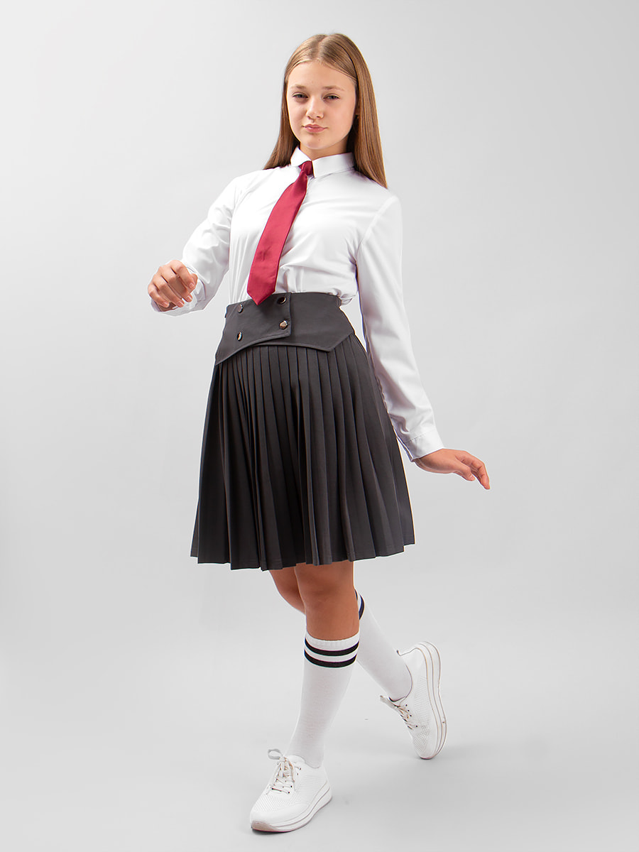 Юбка  в складку серая