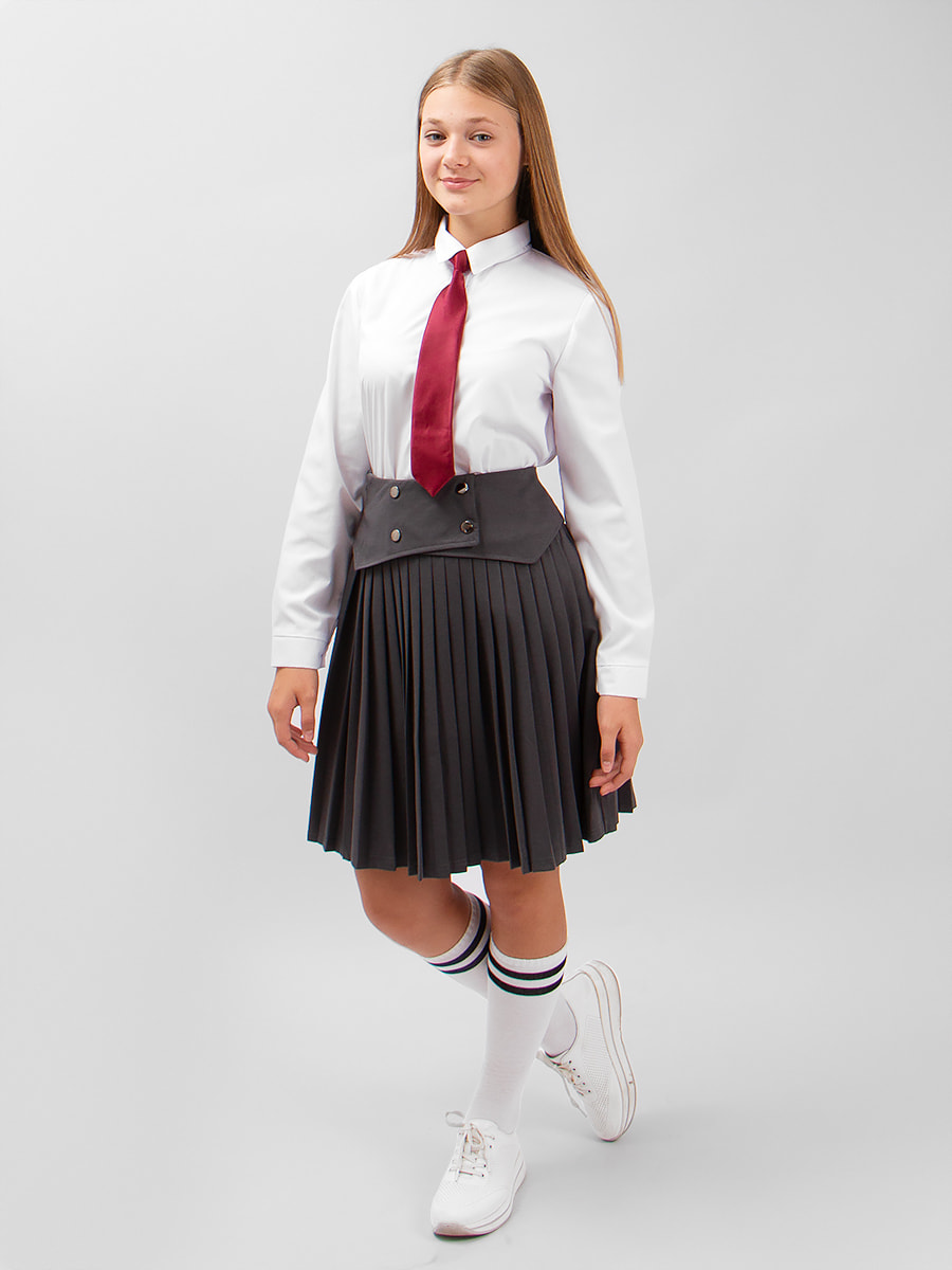 Юбка  в складку серая